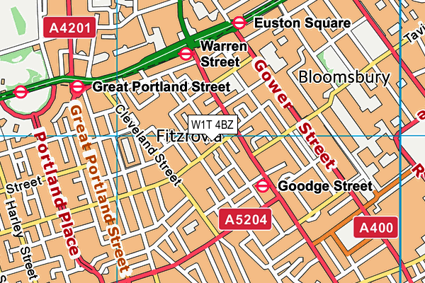 W1T 4BZ map - OS VectorMap District (Ordnance Survey)
