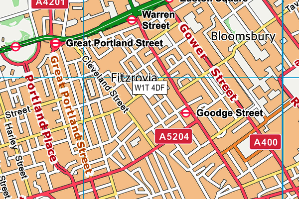 W1T 4DF map - OS VectorMap District (Ordnance Survey)