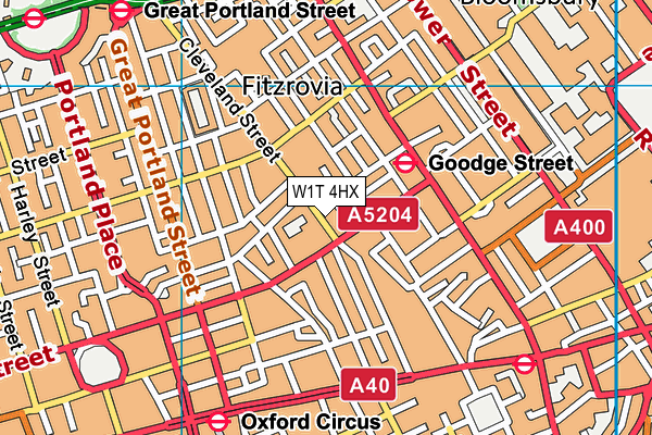 W1T 4HX map - OS VectorMap District (Ordnance Survey)