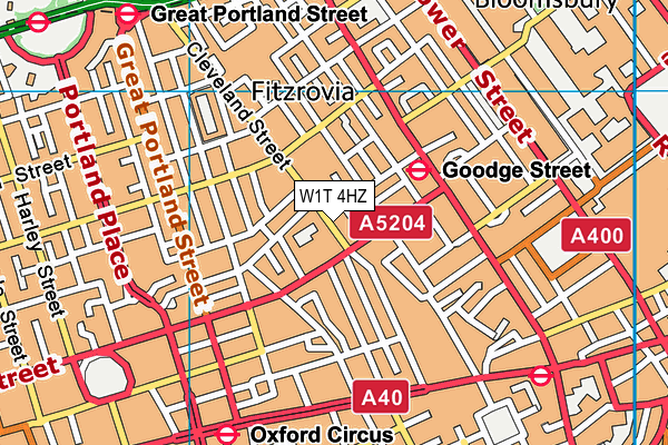 W1T 4HZ map - OS VectorMap District (Ordnance Survey)