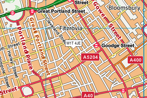 W1T 4JE map - OS VectorMap District (Ordnance Survey)