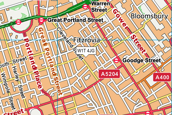W1T 4JG map - OS VectorMap District (Ordnance Survey)