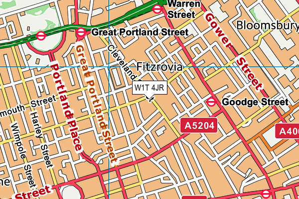 W1T 4JR map - OS VectorMap District (Ordnance Survey)