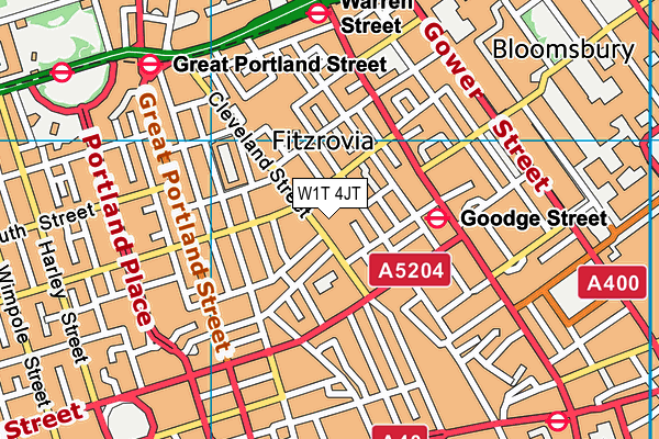 W1T 4JT map - OS VectorMap District (Ordnance Survey)