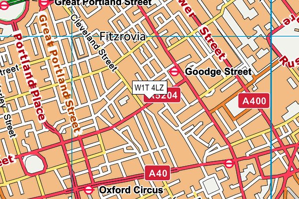W1T 4LZ map - OS VectorMap District (Ordnance Survey)