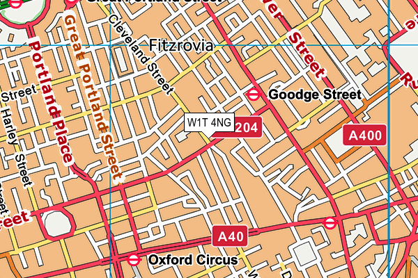W1T 4NG map - OS VectorMap District (Ordnance Survey)