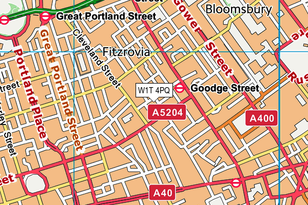 W1T 4PQ map - OS VectorMap District (Ordnance Survey)