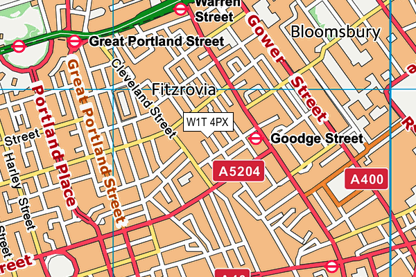 W1T 4PX map - OS VectorMap District (Ordnance Survey)