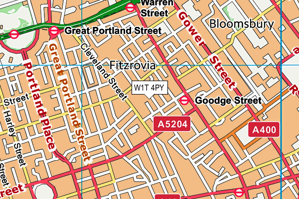 W1T 4PY map - OS VectorMap District (Ordnance Survey)