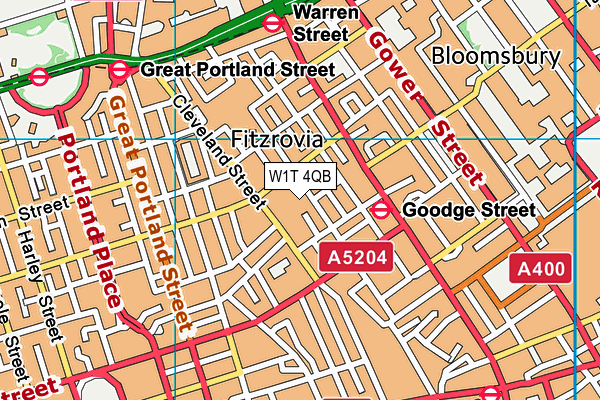 W1T 4QB map - OS VectorMap District (Ordnance Survey)