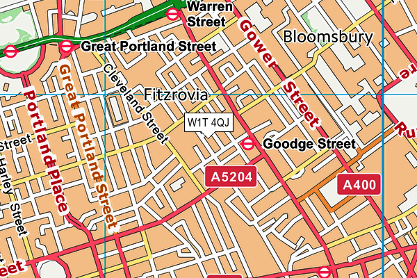 W1T 4QJ map - OS VectorMap District (Ordnance Survey)