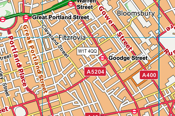 W1T 4QQ map - OS VectorMap District (Ordnance Survey)