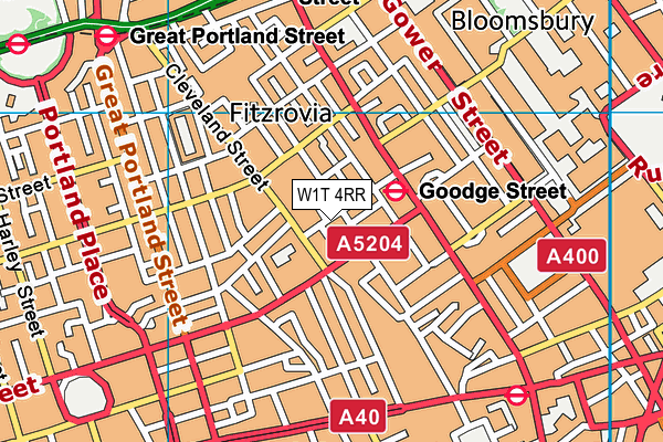 W1T 4RR map - OS VectorMap District (Ordnance Survey)