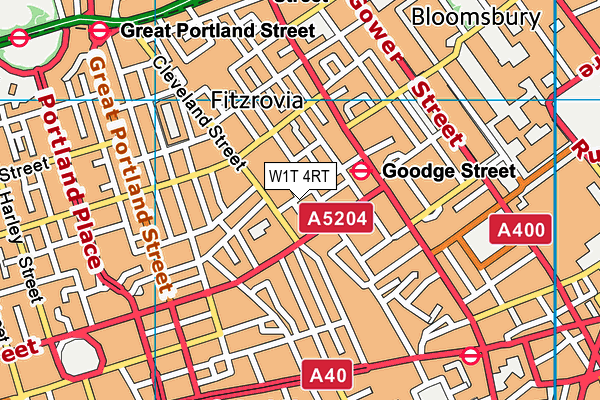 W1T 4RT map - OS VectorMap District (Ordnance Survey)