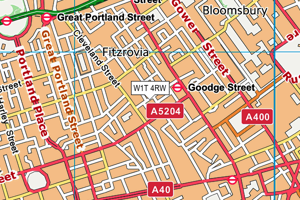 W1T 4RW map - OS VectorMap District (Ordnance Survey)