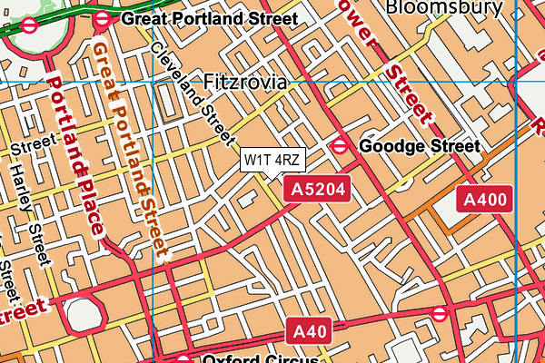 W1T 4RZ map - OS VectorMap District (Ordnance Survey)