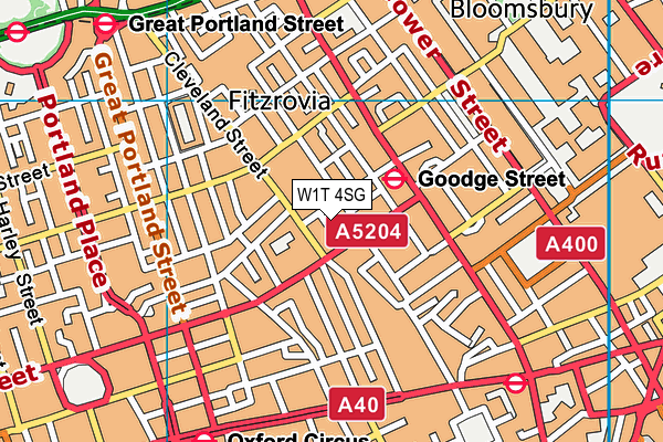 W1T 4SG map - OS VectorMap District (Ordnance Survey)