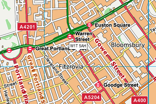 W1T 5AH map - OS VectorMap District (Ordnance Survey)