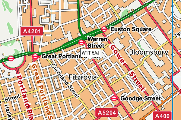W1T 5AJ map - OS VectorMap District (Ordnance Survey)