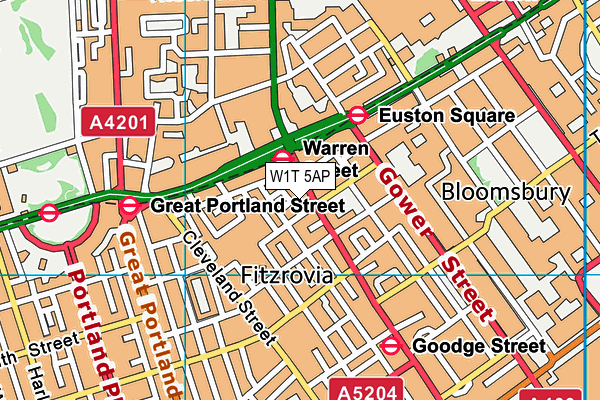 W1T 5AP map - OS VectorMap District (Ordnance Survey)