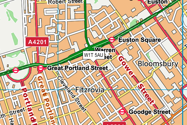 W1T 5AU map - OS VectorMap District (Ordnance Survey)