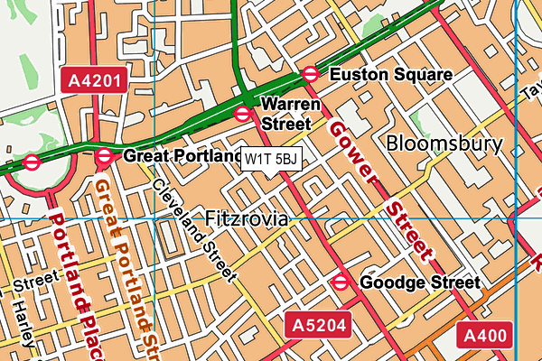 W1T 5BJ map - OS VectorMap District (Ordnance Survey)