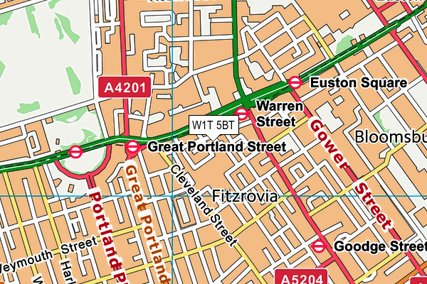 W1T 5BT map - OS VectorMap District (Ordnance Survey)