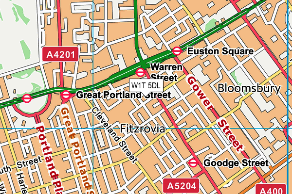 W1T 5DL map - OS VectorMap District (Ordnance Survey)