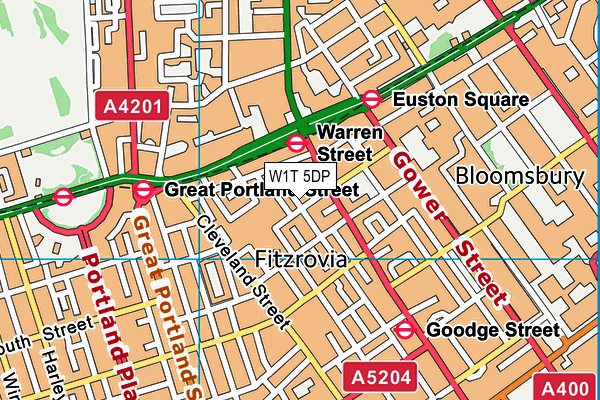 W1T 5DP map - OS VectorMap District (Ordnance Survey)