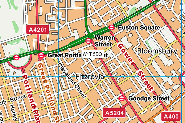 W1T 5DQ map - OS VectorMap District (Ordnance Survey)