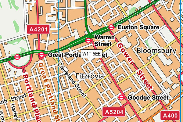 W1T 5EE map - OS VectorMap District (Ordnance Survey)