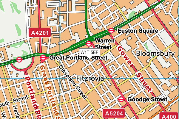 W1T 5EF map - OS VectorMap District (Ordnance Survey)