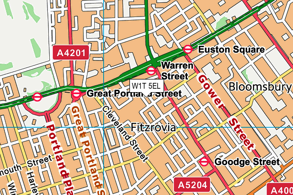 W1T 5EL map - OS VectorMap District (Ordnance Survey)