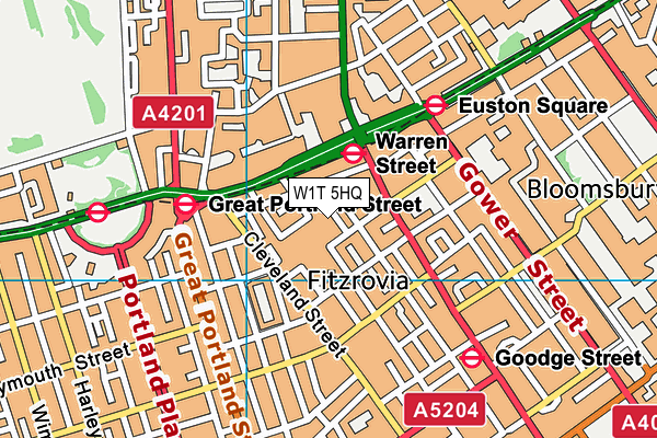 W1T 5HQ map - OS VectorMap District (Ordnance Survey)