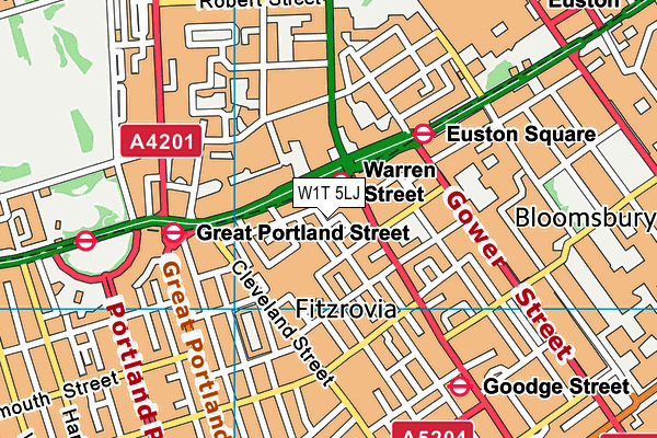 W1T 5LJ map - OS VectorMap District (Ordnance Survey)