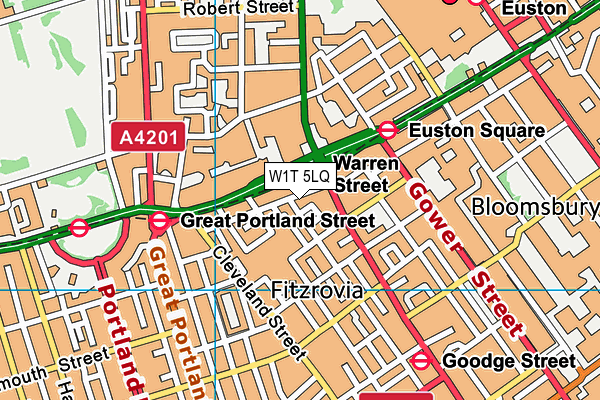 W1T 5LQ map - OS VectorMap District (Ordnance Survey)
