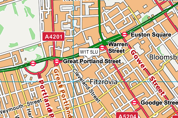 W1T 5LU map - OS VectorMap District (Ordnance Survey)