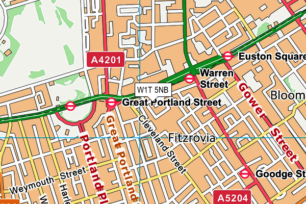 W1T 5NB map - OS VectorMap District (Ordnance Survey)