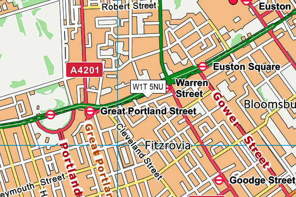 W1T 5NU map - OS VectorMap District (Ordnance Survey)