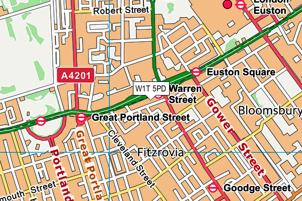 W1T 5PD map - OS VectorMap District (Ordnance Survey)