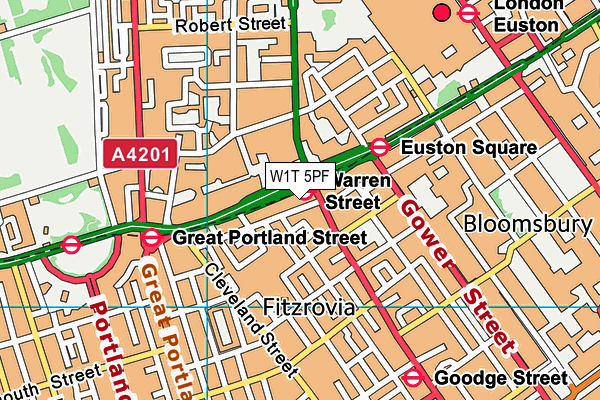W1T 5PF map - OS VectorMap District (Ordnance Survey)