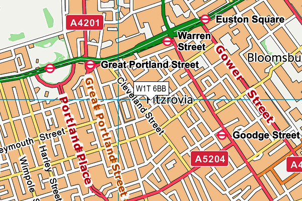 W1T 6BB map - OS VectorMap District (Ordnance Survey)