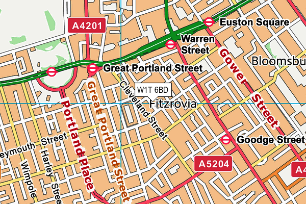 W1T 6BD map - OS VectorMap District (Ordnance Survey)