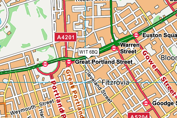 W1T 6BQ map - OS VectorMap District (Ordnance Survey)