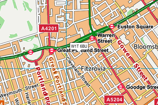 W1T 6BU map - OS VectorMap District (Ordnance Survey)