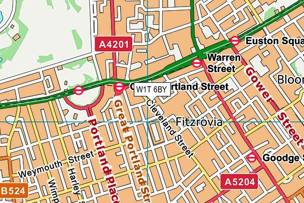 W1T 6BY map - OS VectorMap District (Ordnance Survey)