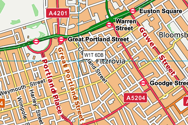 W1T 6DB map - OS VectorMap District (Ordnance Survey)