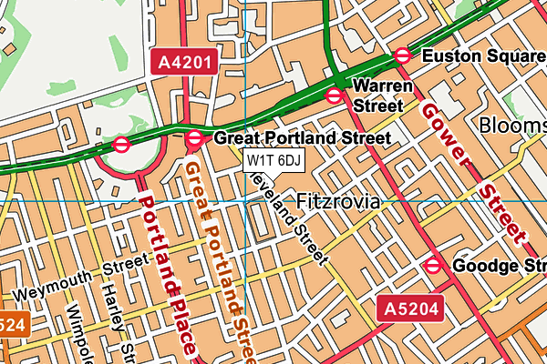 W1T 6DJ map - OS VectorMap District (Ordnance Survey)