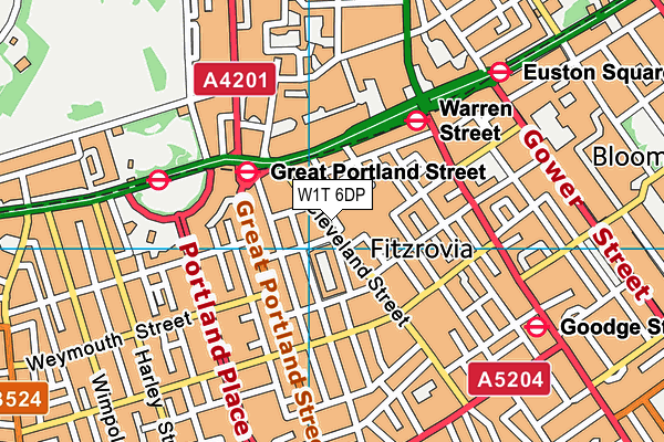 W1T 6DP map - OS VectorMap District (Ordnance Survey)