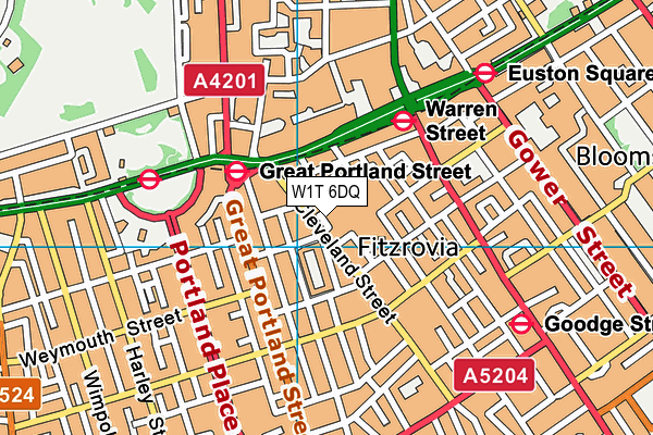 W1T 6DQ map - OS VectorMap District (Ordnance Survey)